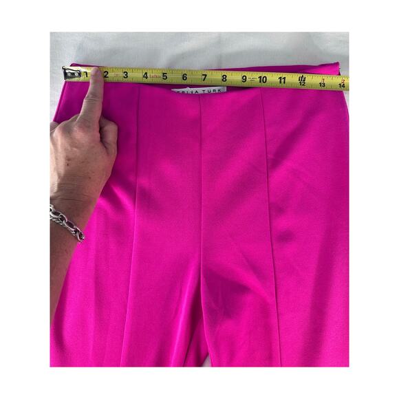 NWT Trina Turk Women sz 2 Carine 2 Pant HOT PINK Workwear Cropped Slit MSRP $248 - Picture 11 of 15
